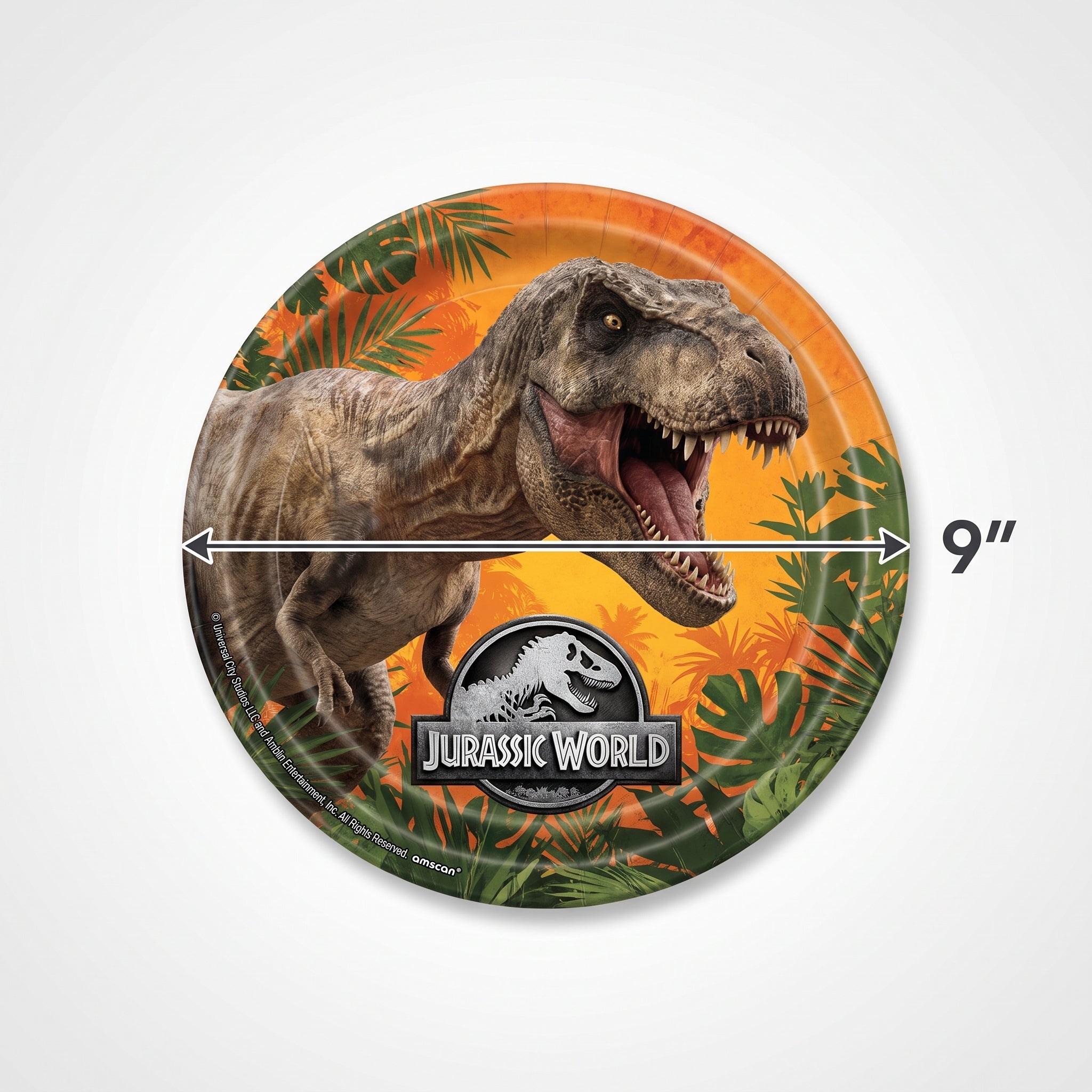 Jurassic World 9" Round Paper Plates