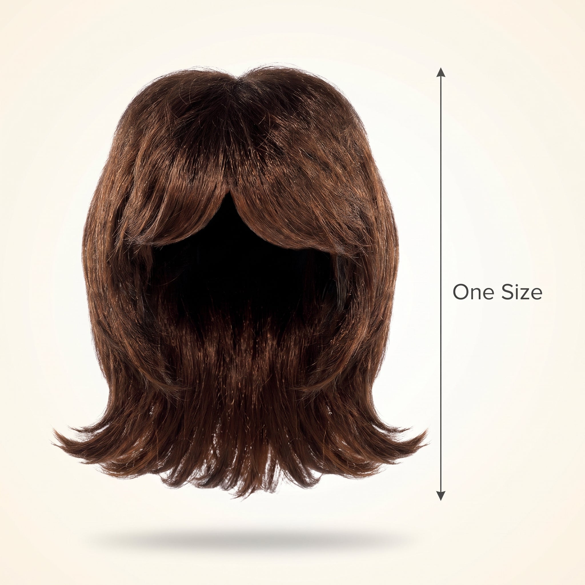 70s Heartthrob Brown Wig with Flipped Tips & Parted Bangs