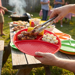 Let's Fiesta Oval Divided Reusable Dinner Plates - 4 Pack