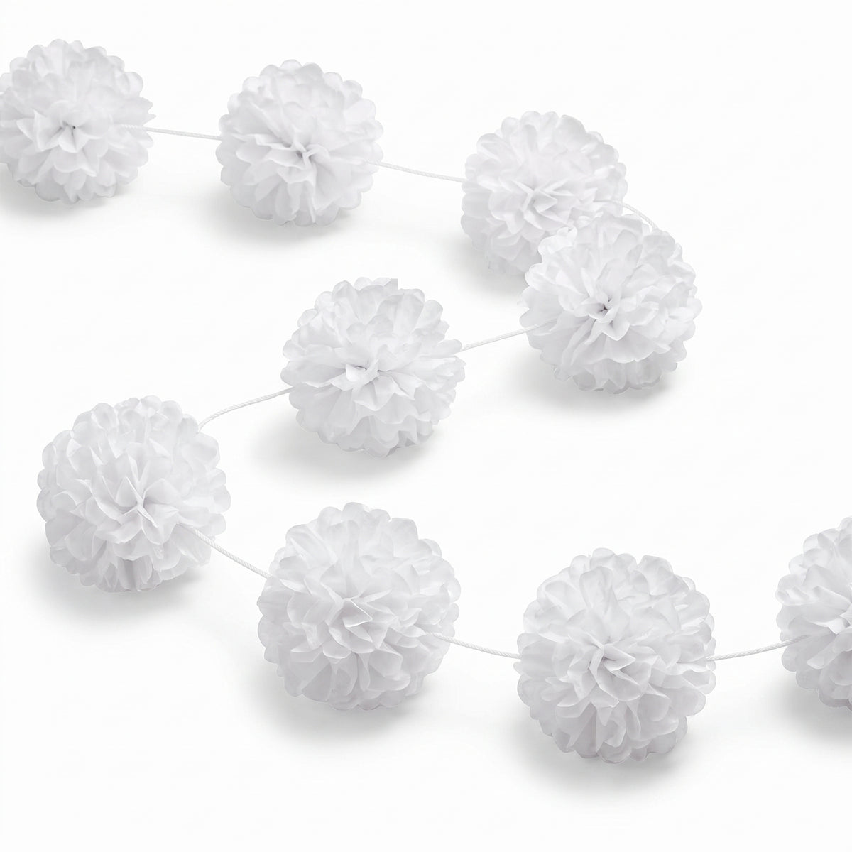 Elegant Fluffy White Garland for Weddings - 12 ft