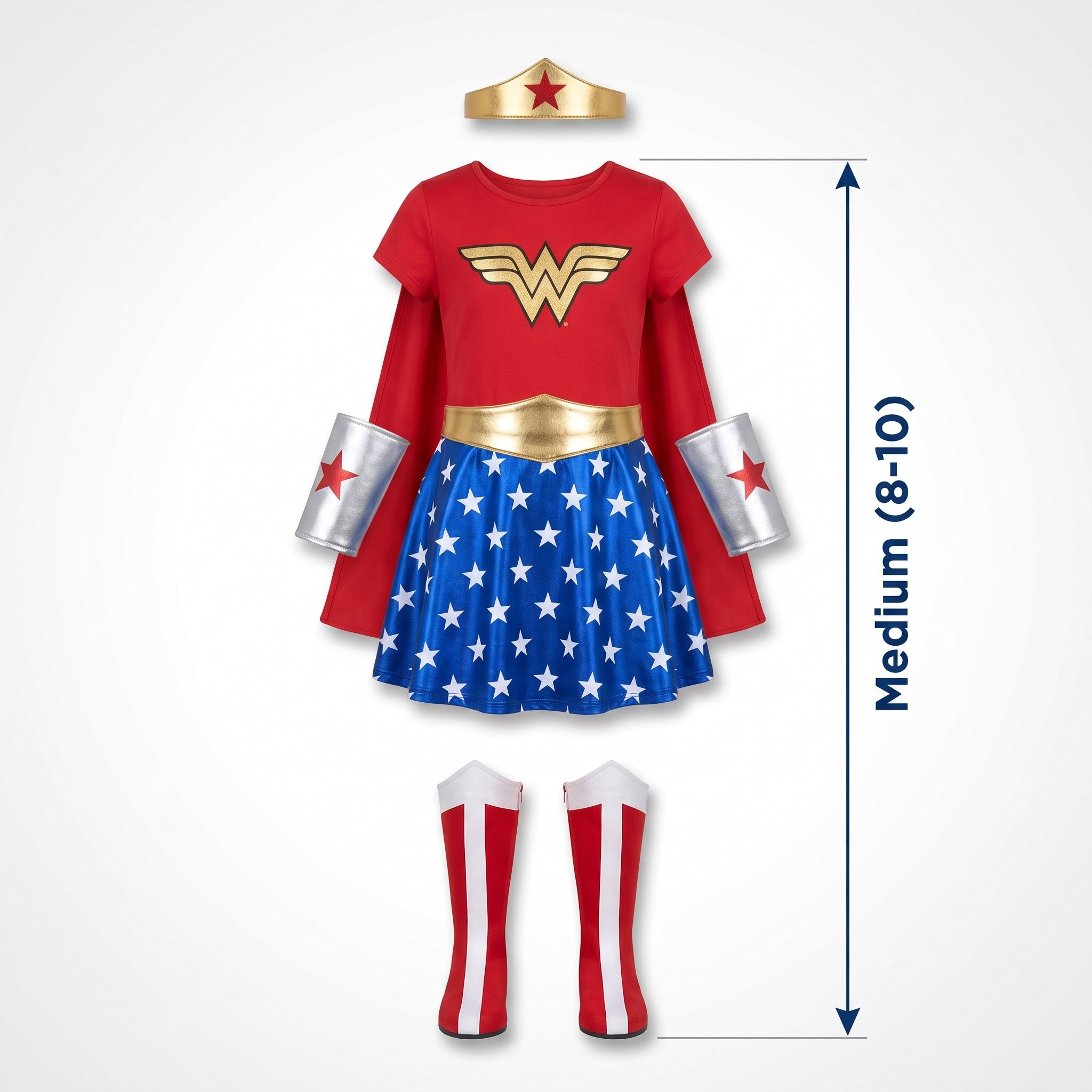 Girls' Wonder Woman Costume with Tiara and Gauntlets