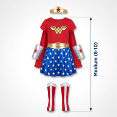 Girls' Wonder Woman Costume with Tiara and Gauntlets