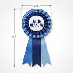 "I'm the Grandpa" Award Ribbon - Blue Checkered Baby Shower Accessory