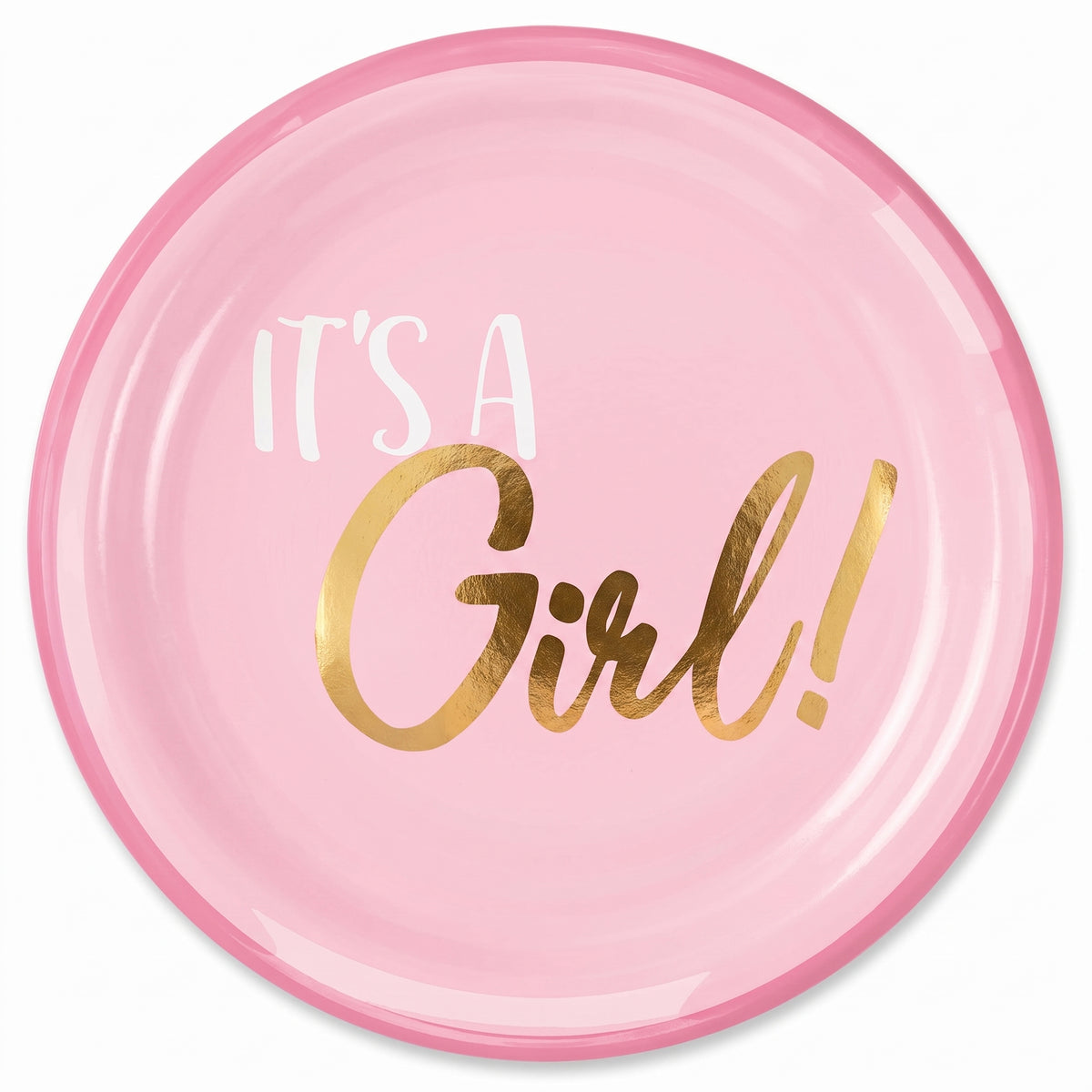 "It's a Girl!" Pink Reusable Lunch Plates, 7.5-Inch, 20-Count
