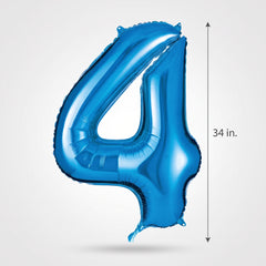 Royal Blue Giant Number 4 Foil Balloon
