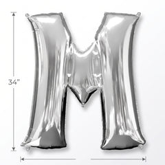 Silver Metallic Letter "M" Foil Balloon