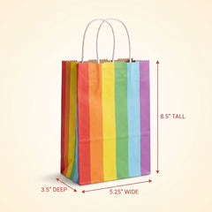Rainbow Kraft Paper Gift Bags - 10 Count