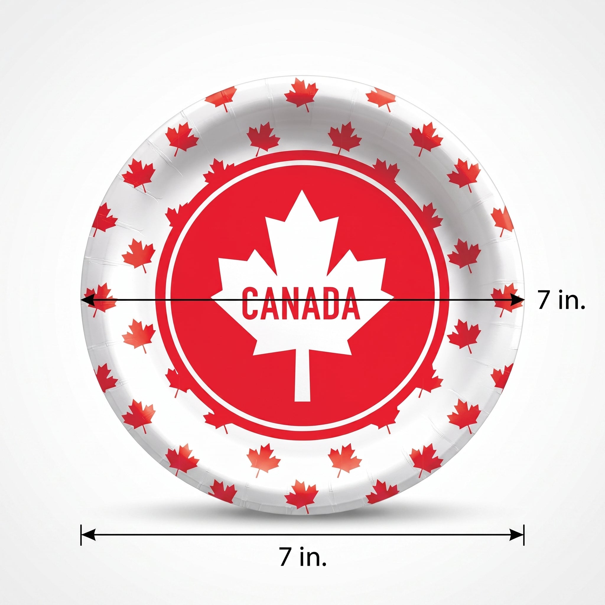 Canada Day Maple Leaf Disposable Party Plates, 7-Inch, 8-Pack - 7 in.