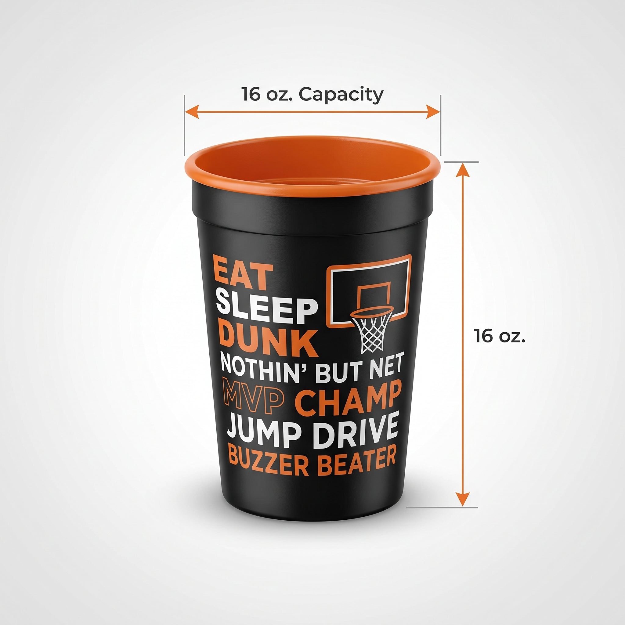 "Nothin' But Net" Basketball Reusable Favour Cup, 16 oz