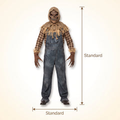 Men's Sinister Scarecrow Halloween Costume with Mask and Gloves - Adult One Size