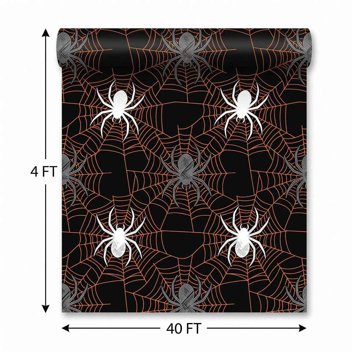 Classic Black & Orange Spider Web Room Roll