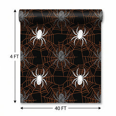 Classic Black & Orange Spider Web Room Roll