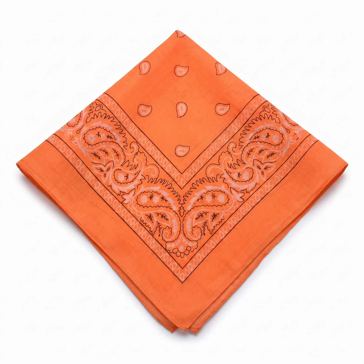 Neon Orange Paisley Bandana - Versatile Costume Accessory
