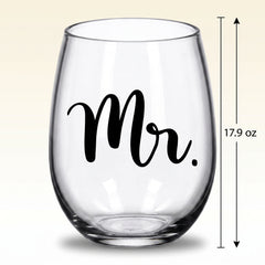 "Mr." Stemless Wine Glass - 17.9 oz Wedding Drinkware