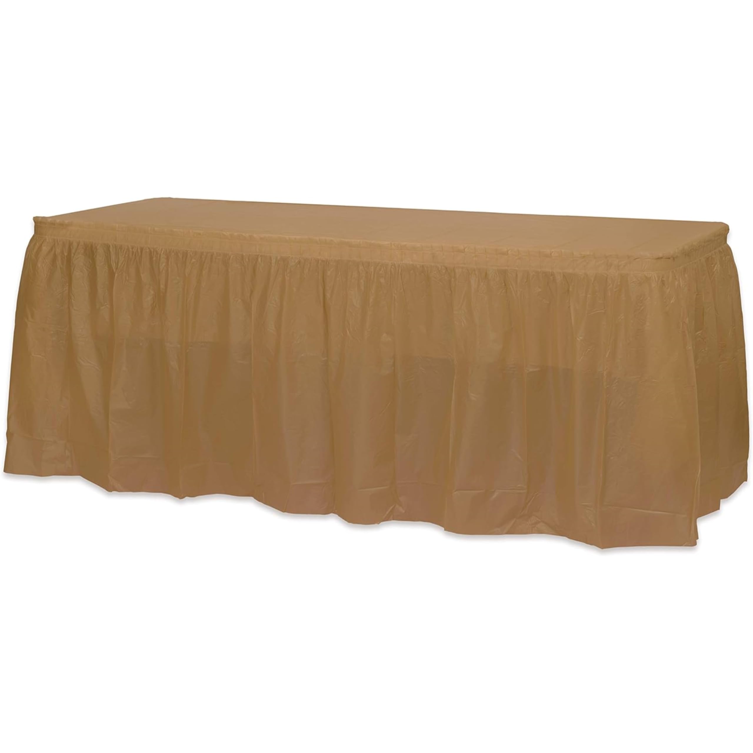 Gold Plastic Table Skirt | 6 Pack