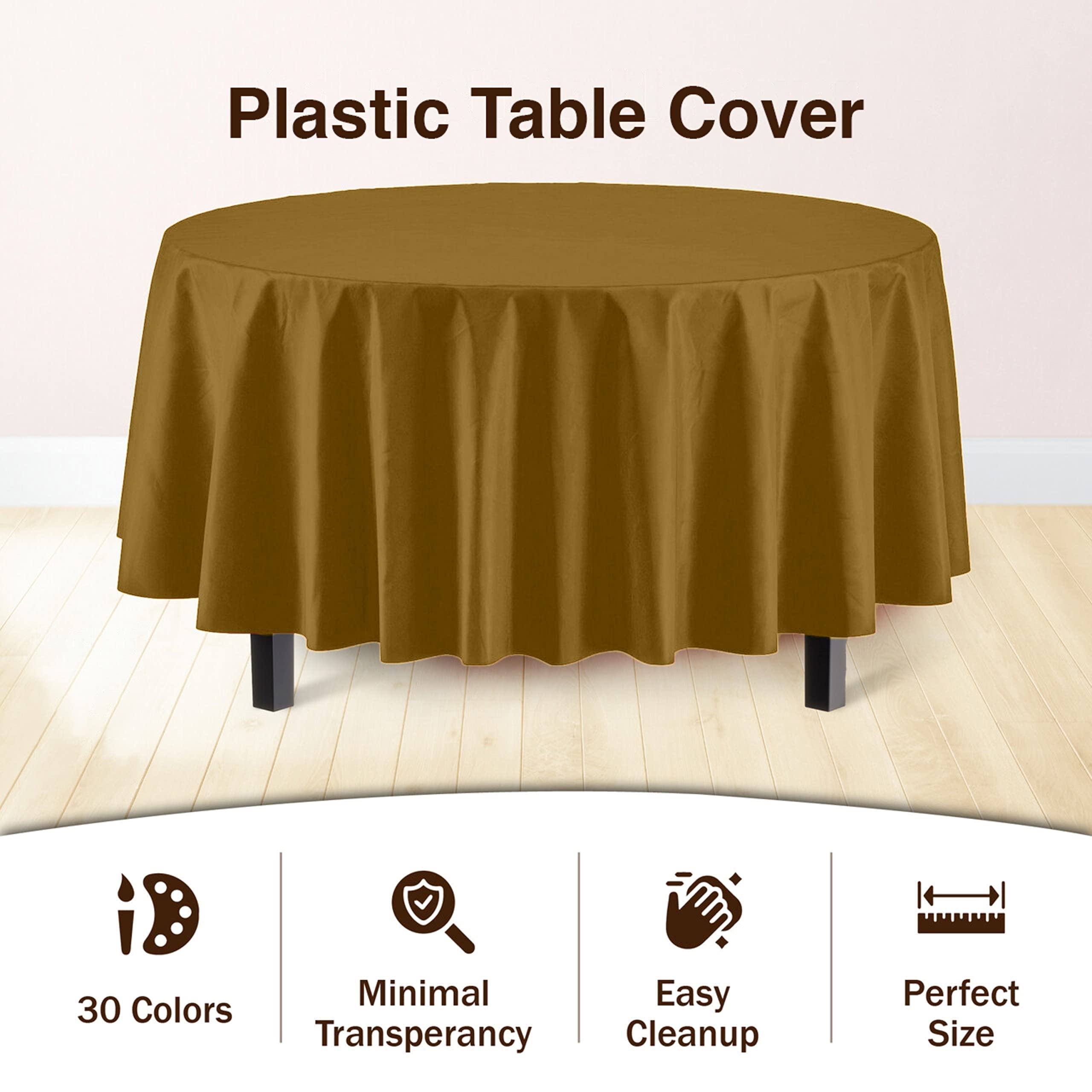 Round Gold Table Covers | 6 Pack