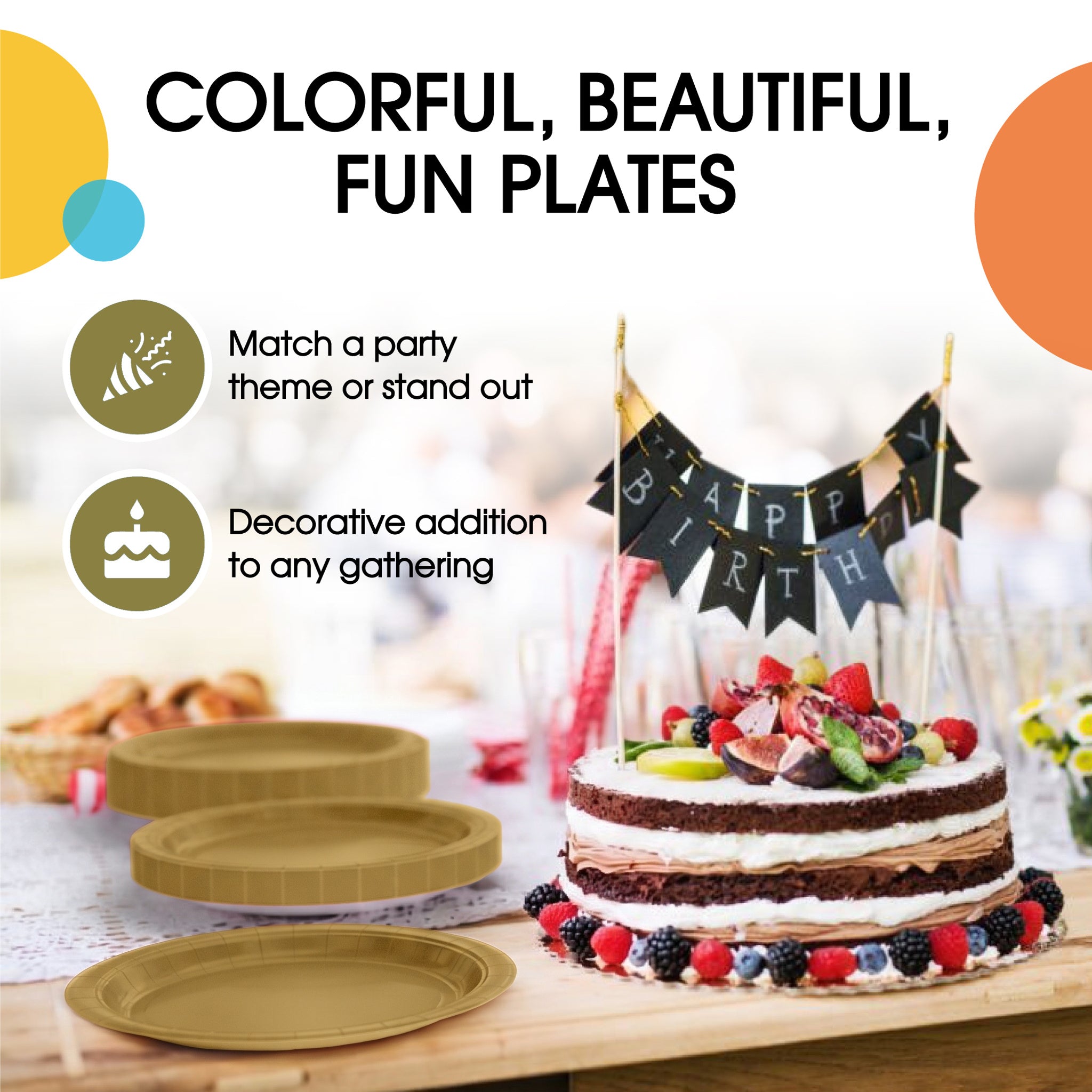 9 in. Gold Paper Plates | Case of 1000