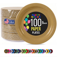 9 in. Gold Paper Plates | 100 Count