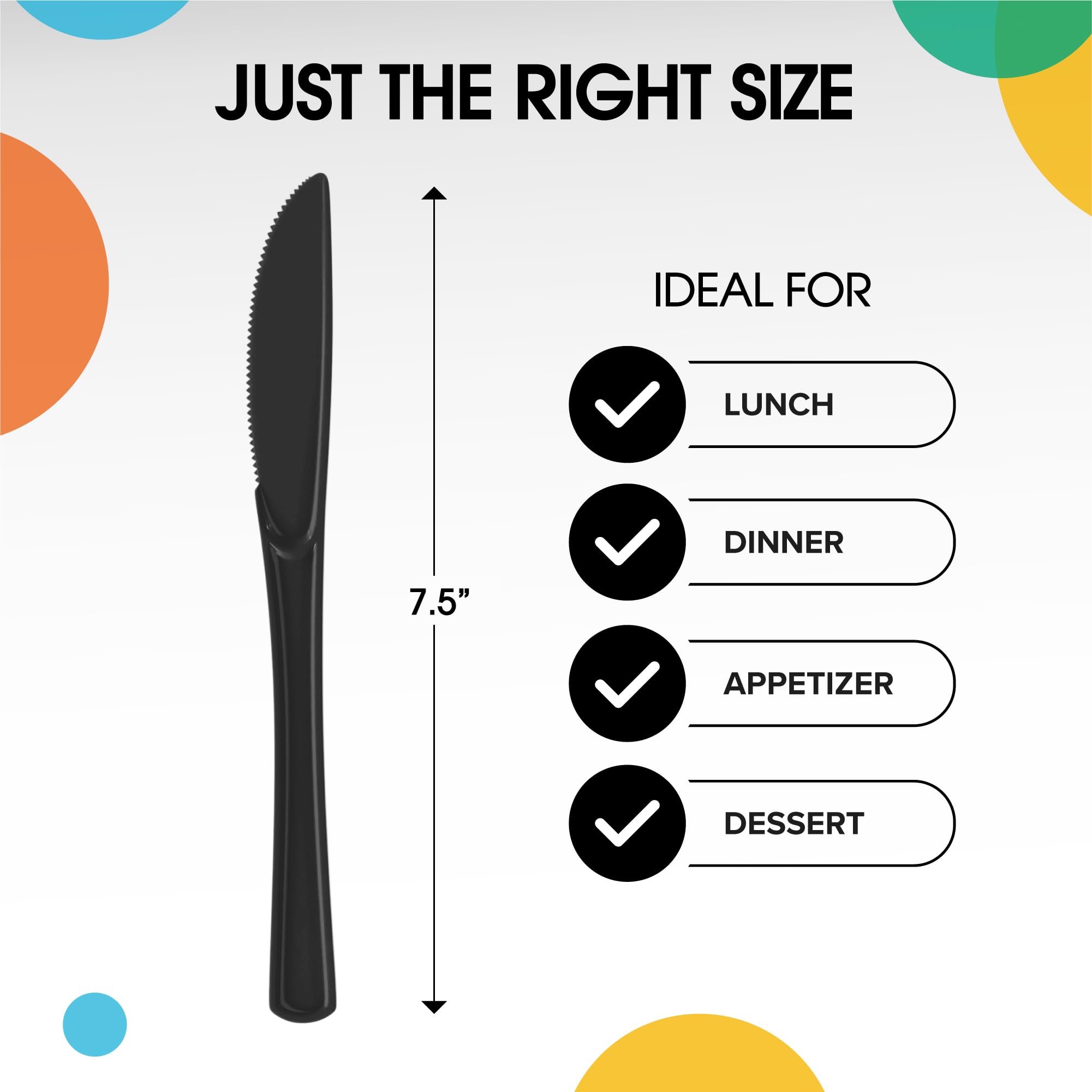 Heavy Duty Black Plastic Knives | Case of 1200