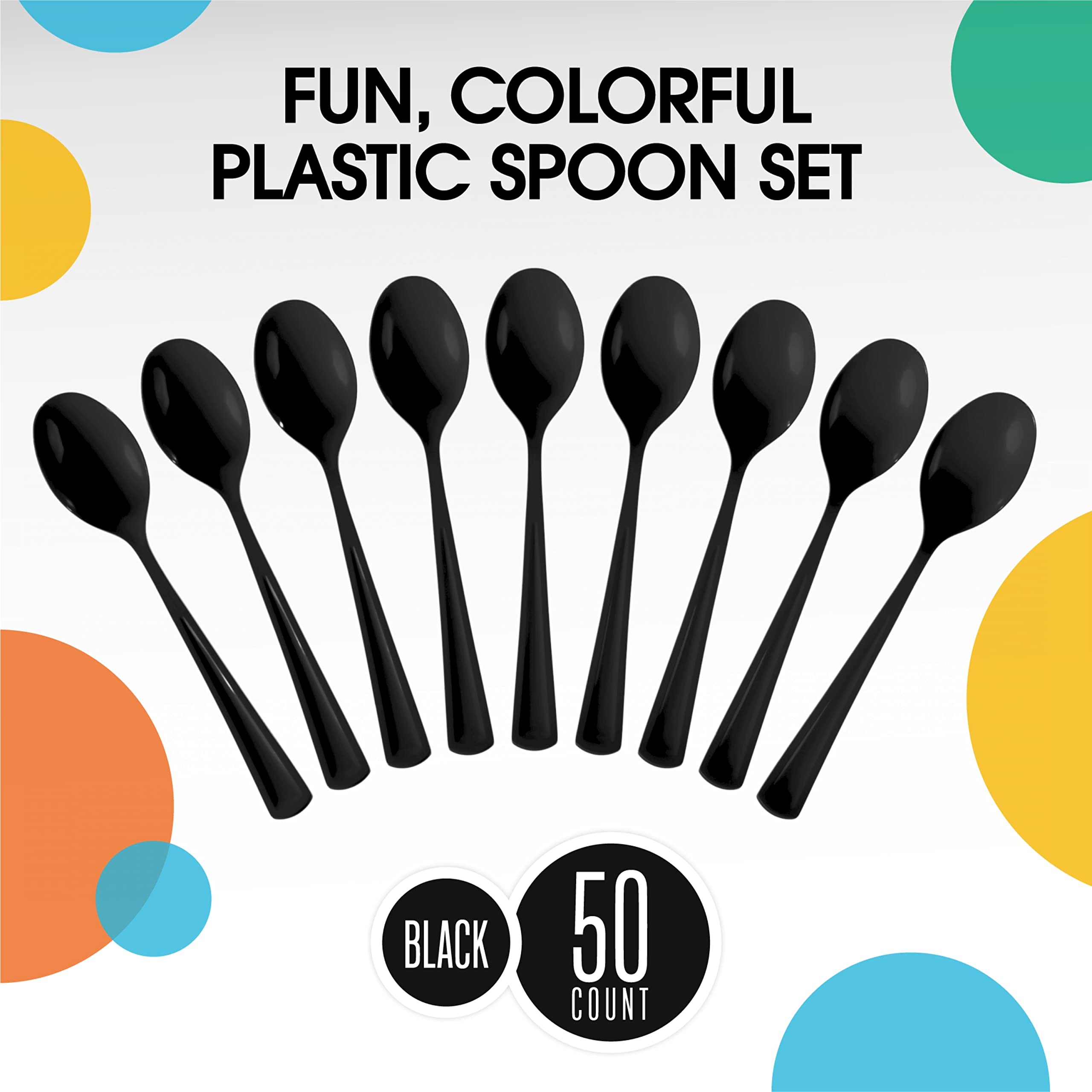 Heavy Duty Black Plastic Spoons | 100 Count