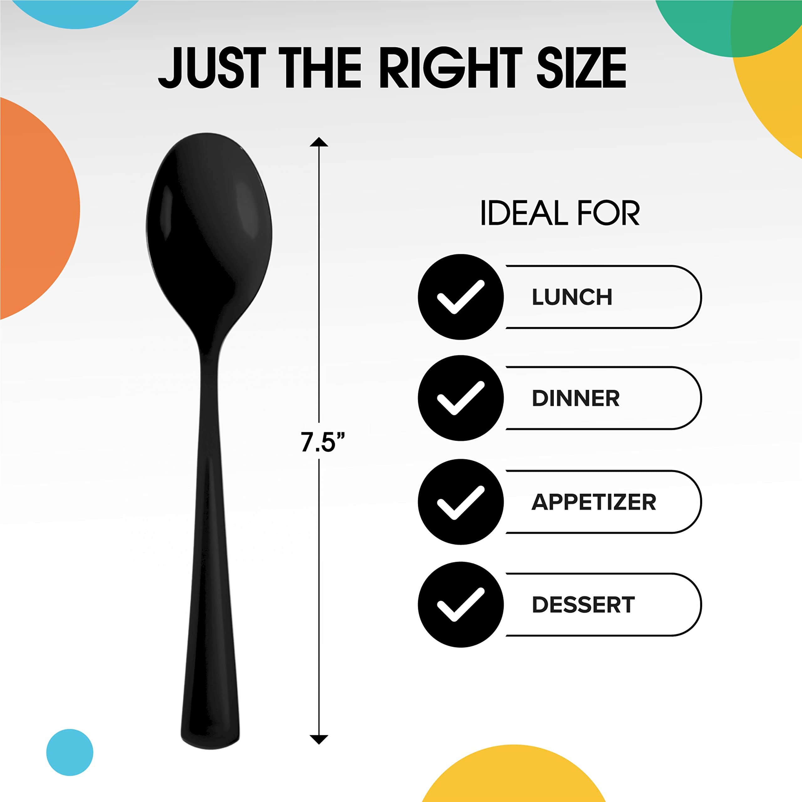 Heavy Duty Black Plastic Spoons | 100 Count