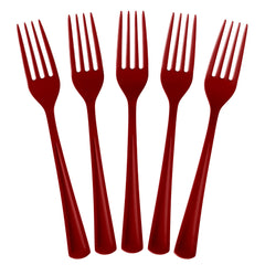 Heavy Duty Burgundy Plastic Forks | 100 Count