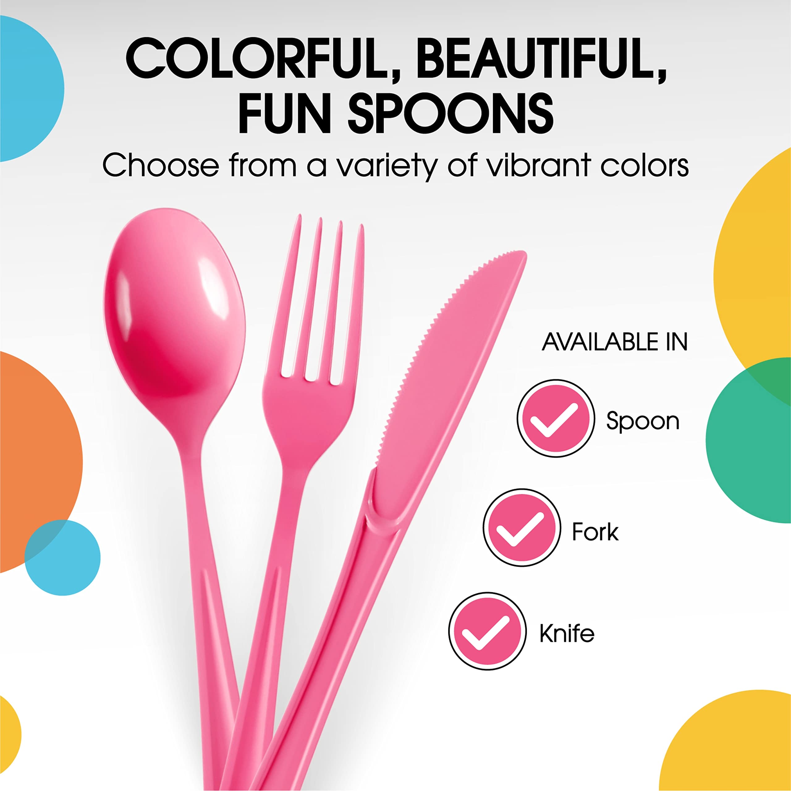 Heavy Duty Cerise Plastic Spoons | 100 Count