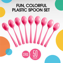 Heavy Duty Cerise Plastic Spoons | 100 Count