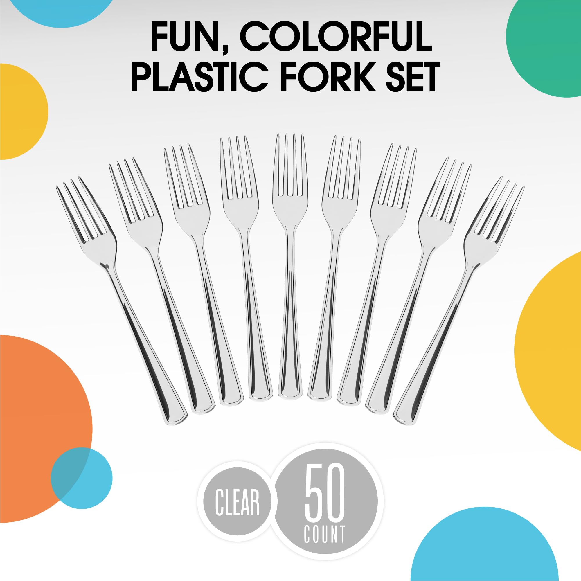 Little Gym - Heavy Duty Clear Plastic Forks | 50 Count