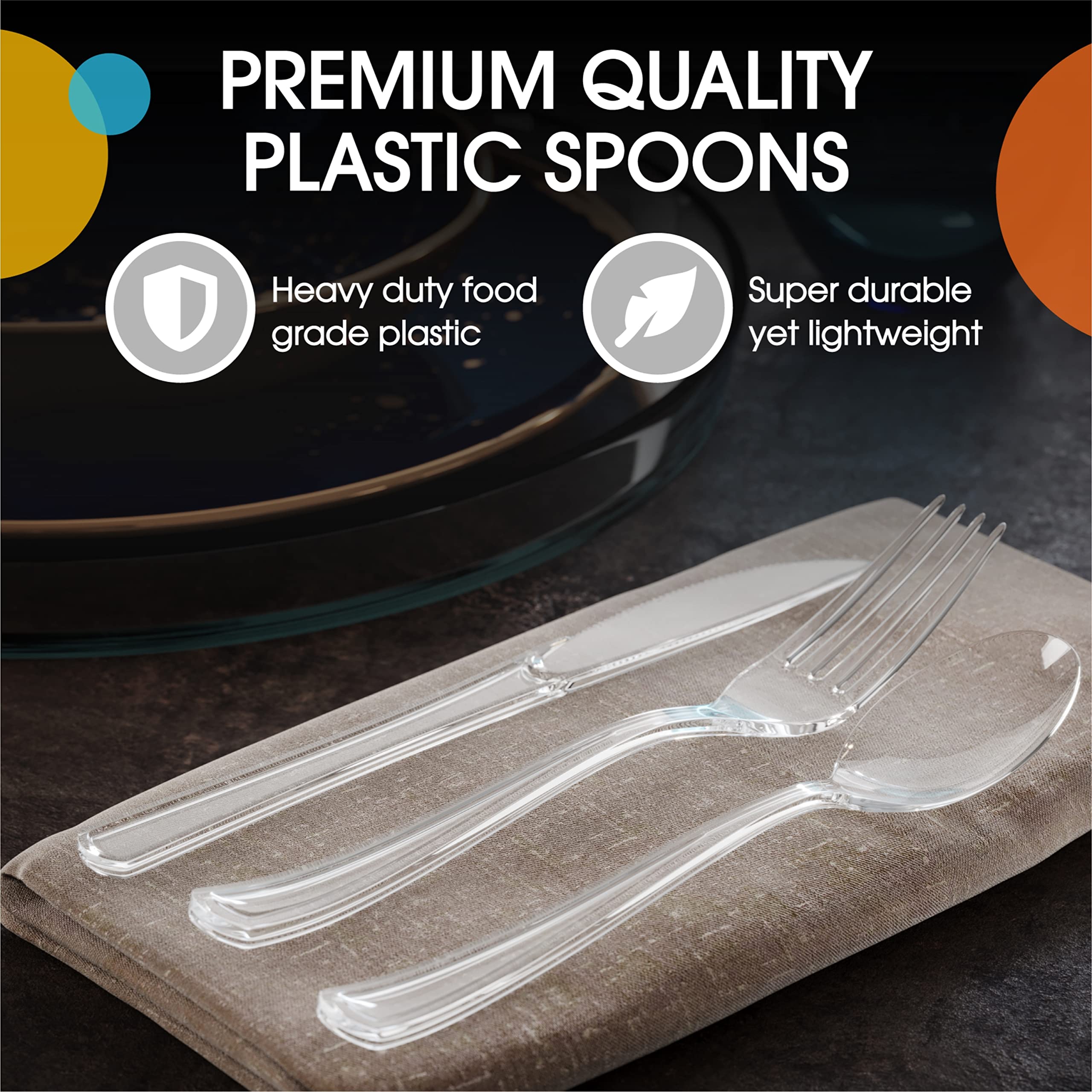 Unleashed - Heavy Duty Clear Plastic Spoons | 50 Count