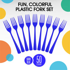 Heavy Duty Dark Blue Plastic Forks | 100 Count