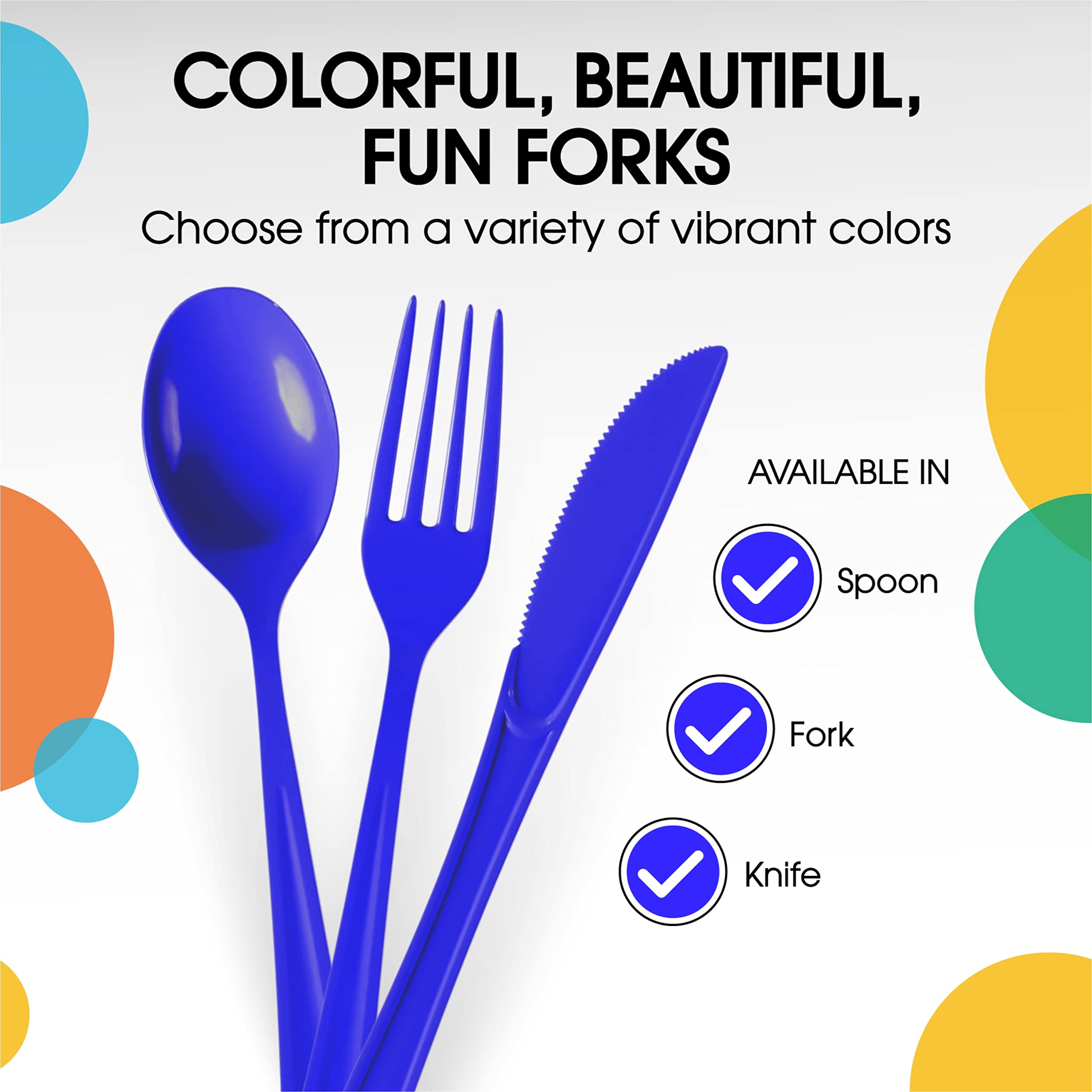 Heavy Duty Dark Blue Plastic Forks | 100 Count