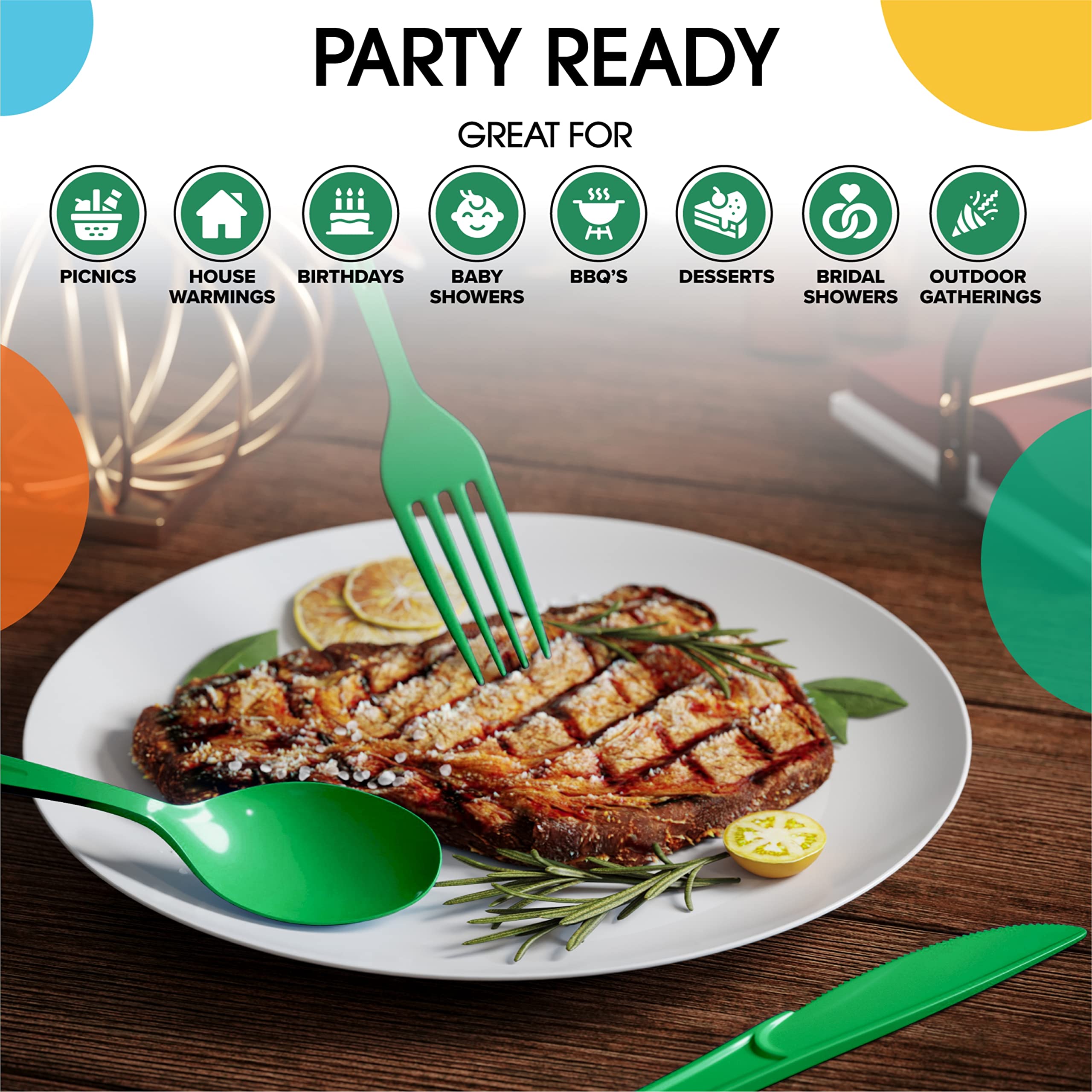 Heavy Duty Emerald Green Plastic Knives | Case of 1200