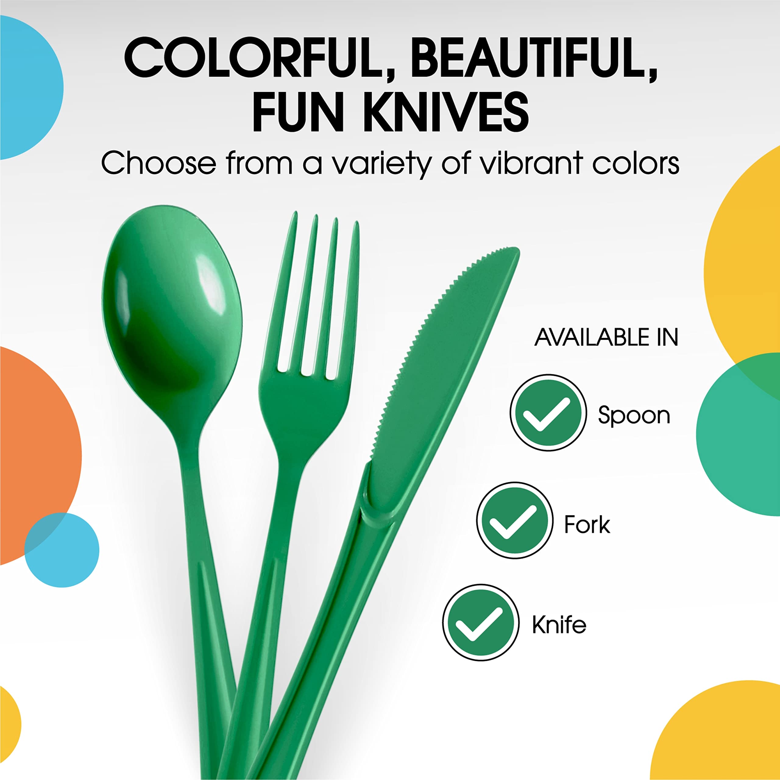 Heavy Duty Emerald Green Plastic Knives | 100 Count