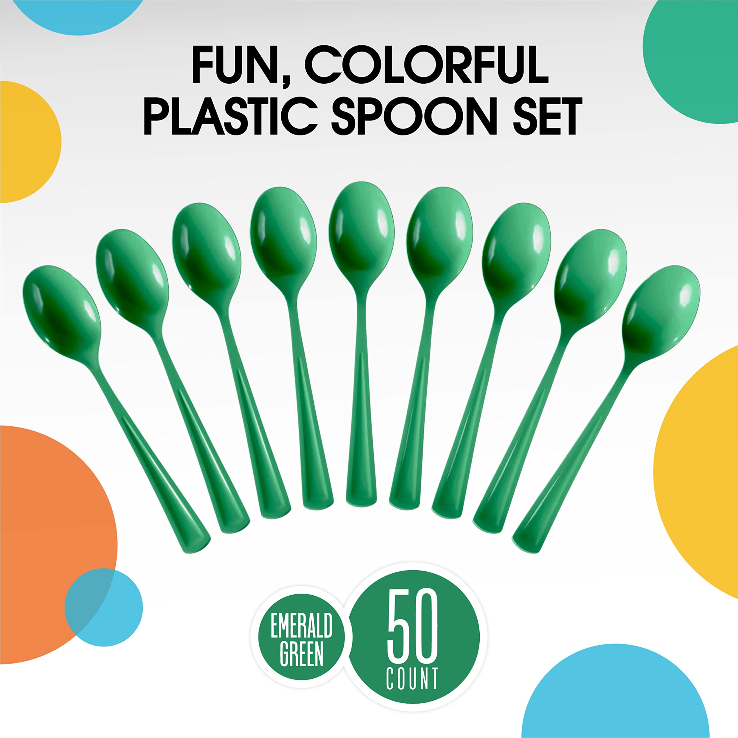 Heavy Duty Emerald Green Plastic Spoons | 100 Count