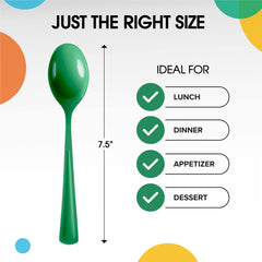 Heavy Duty Emerald Green Plastic Spoons | Case of 1200