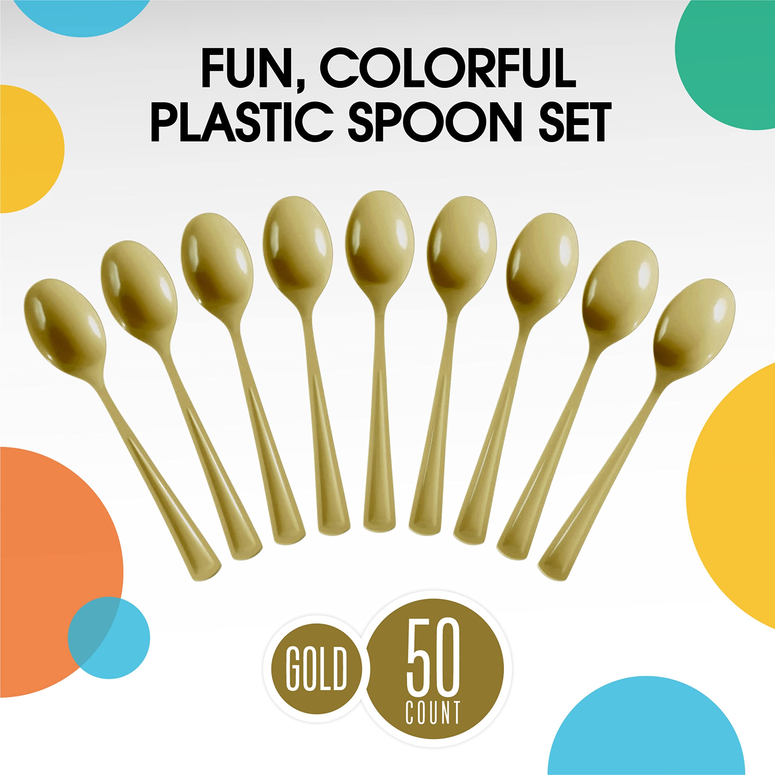 Heavy Duty Gold Plastic Spoons | 100 Count