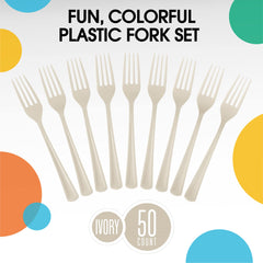 Heavy Duty Ivory Plastic Forks | 100 Count