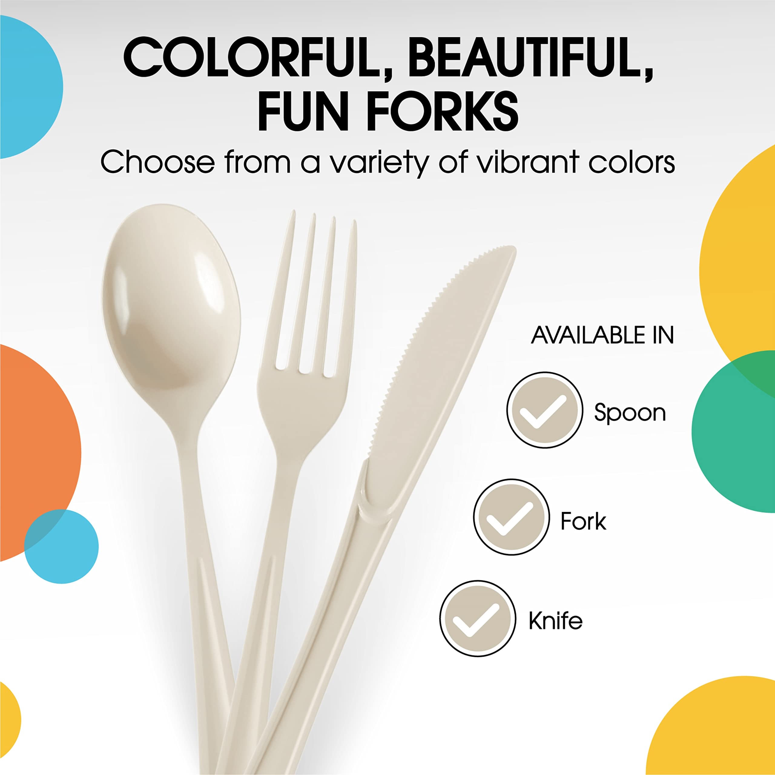 Heavy Duty Ivory Plastic Forks | 100 Count