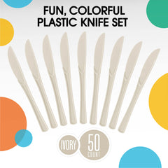 Heavy Duty Ivory Plastic Knives | 100 Count