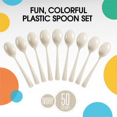 Heavy Duty Ivory Plastic Spoons | 100 Count