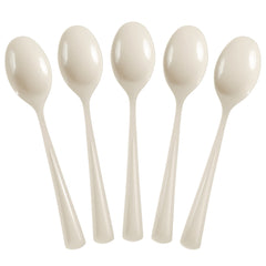 Heavy Duty Ivory Plastic Spoons | 100 Count