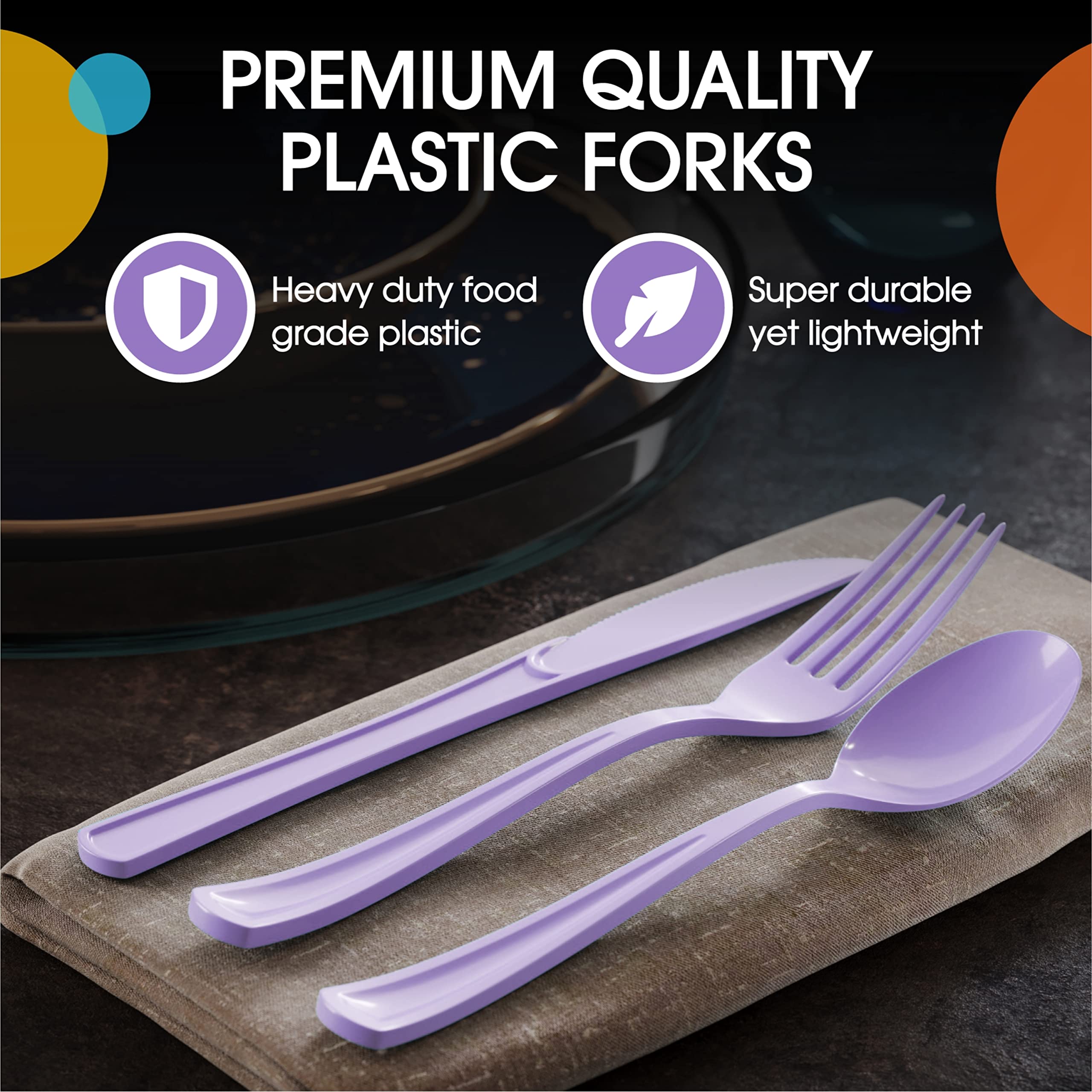 Heavy Duty Lavender Plastic Forks | Case of 1200