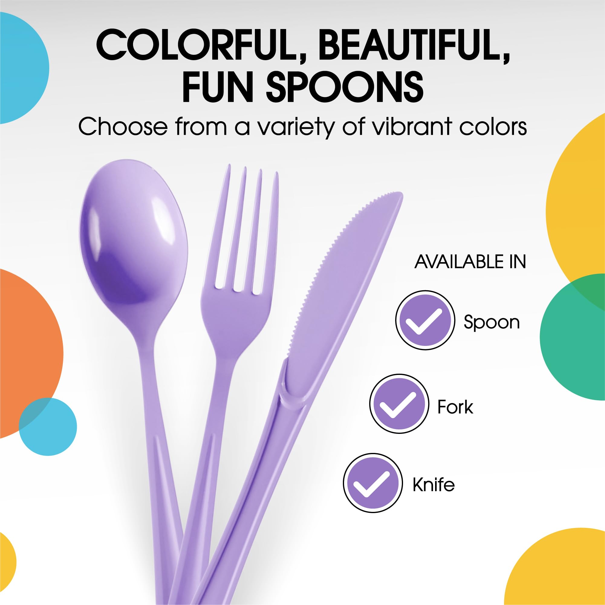 Heavy Duty Lavender Plastic Spoons | Case of 1200