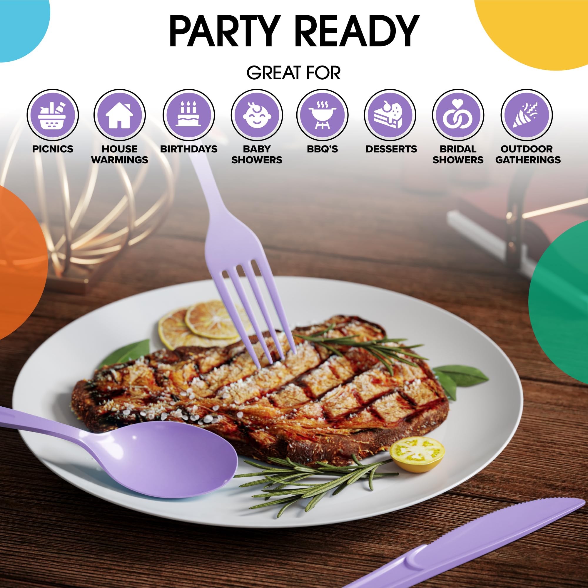 Heavy Duty Lavender Plastic Spoons | Case of 1200