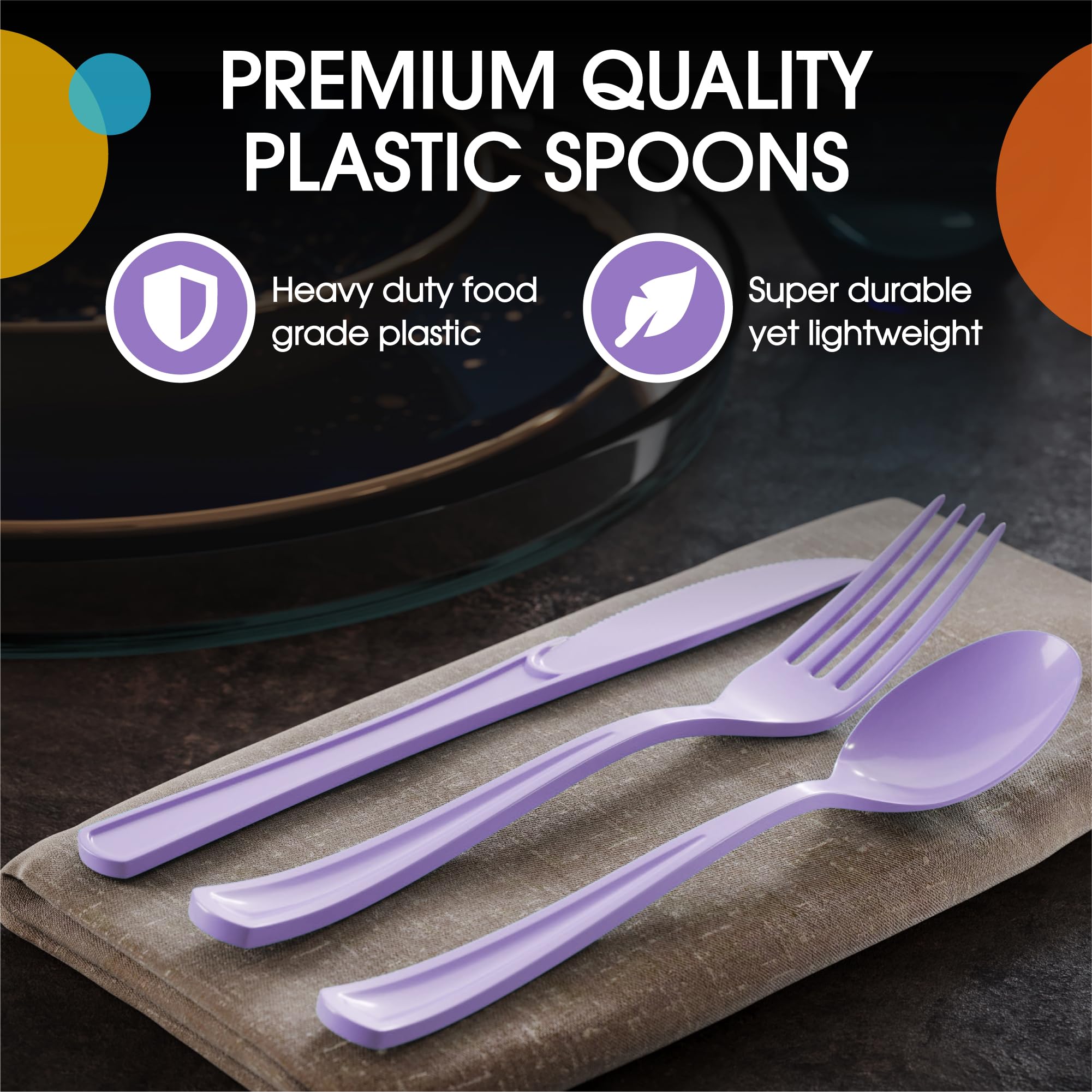 Heavy Duty Lavender Plastic Spoons | 100 Count