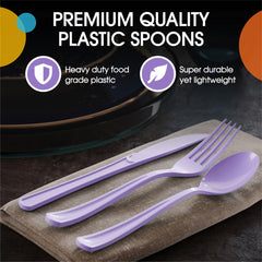 Heavy Duty Lavender Plastic Spoons | 100 Count