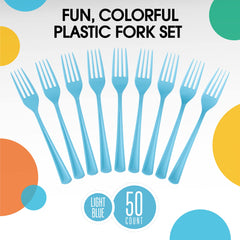 Unleashed - Heavy Duty Light Blue Plastic Forks | 50 Count