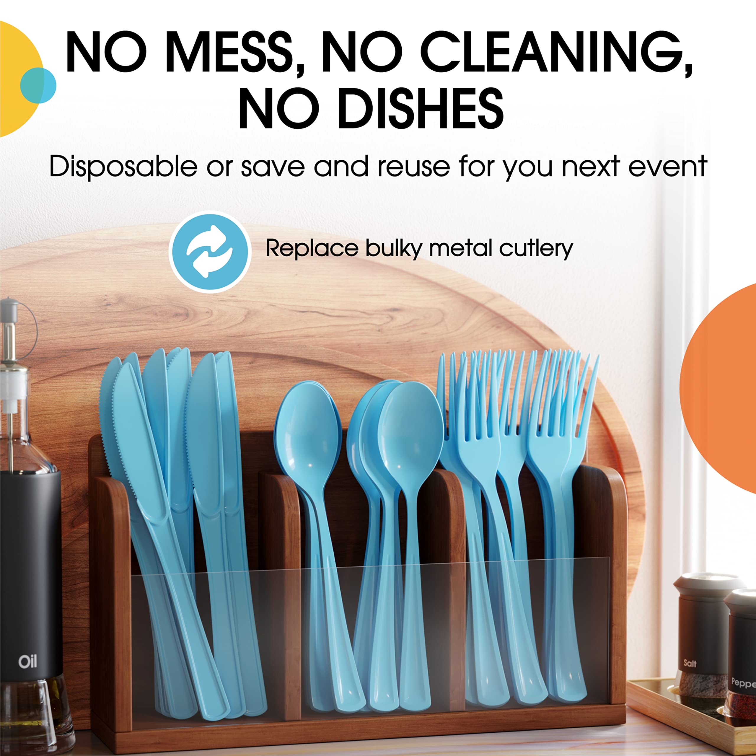 Unleashed - Heavy Duty Light Blue Plastic Forks | 50 Count