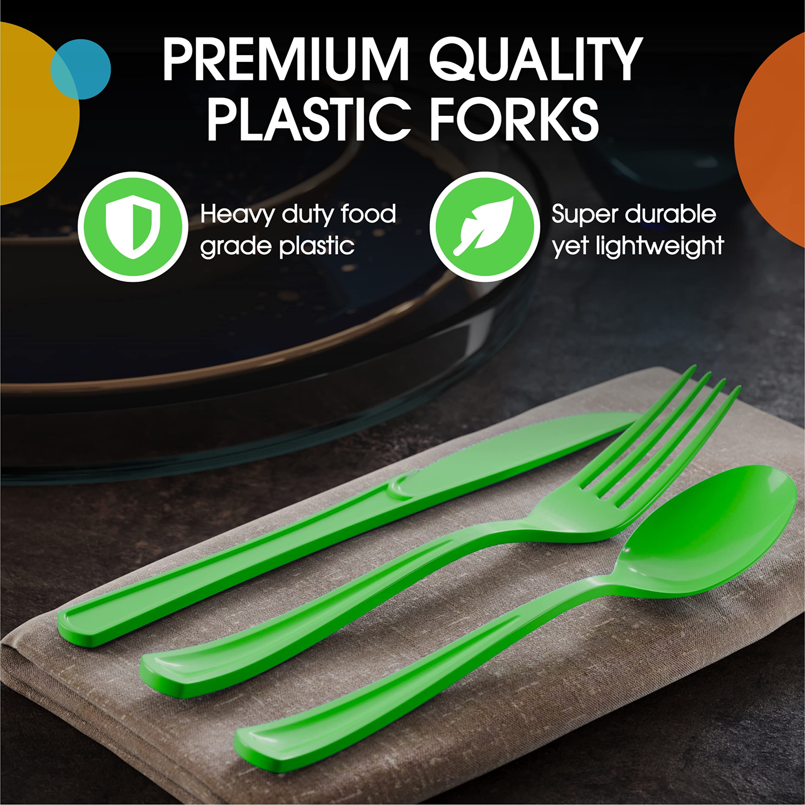 Heavy Duty Lime Green Plastic Forks | Case of 1200